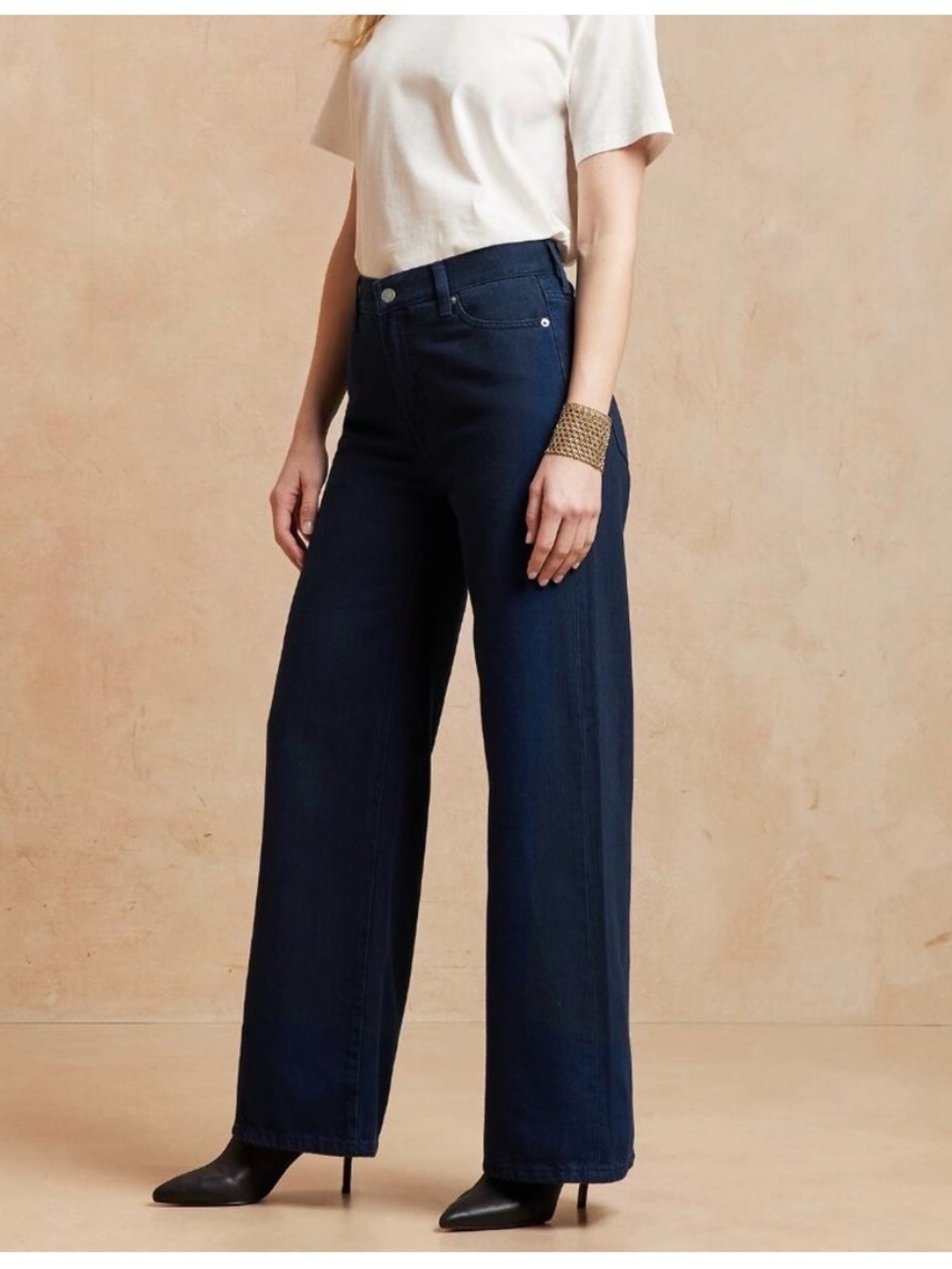 Banana Republic Summer Weight Dark Blue Wide-Leg High-Rise Jeans 12